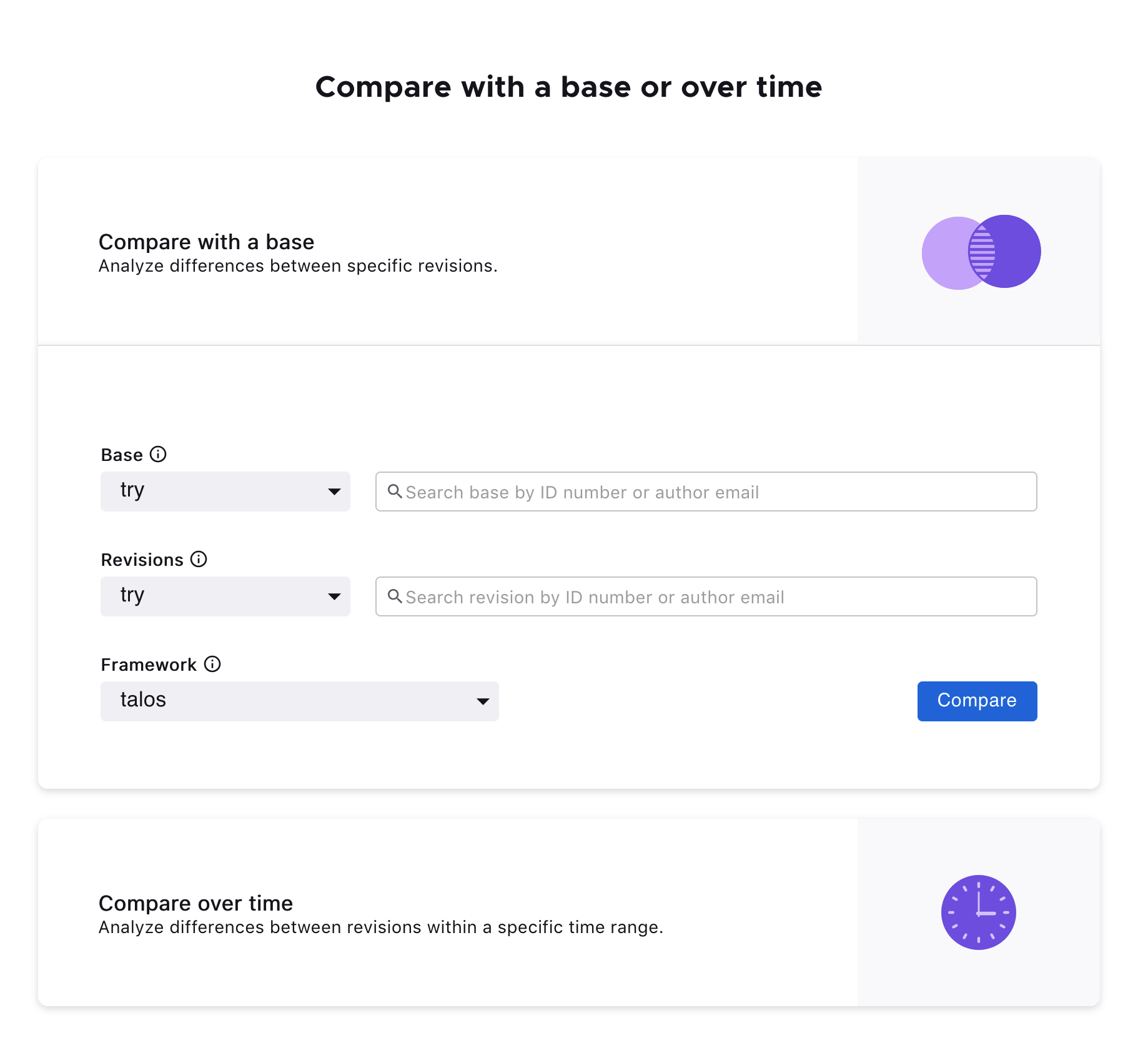 PerfCompare Selection Interface for Revisions/Pushes to Compare