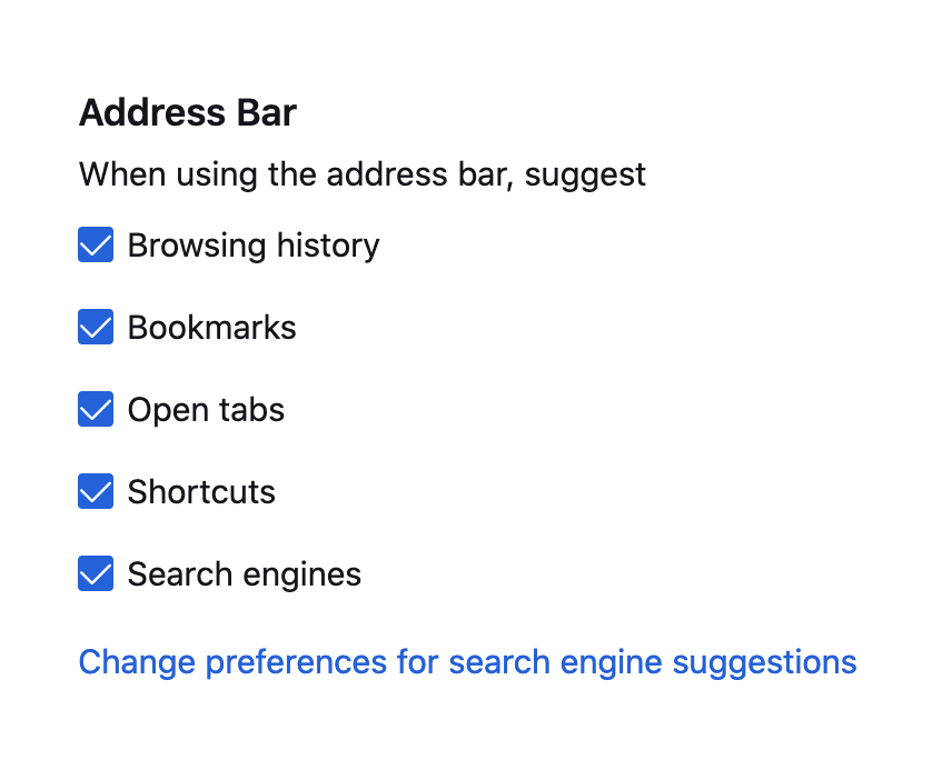 Image of the preferences UI that allows the user to choose which results are shown