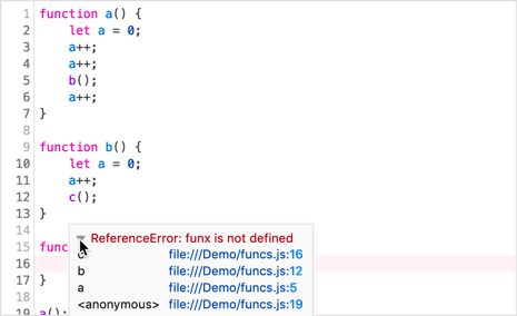 Screenshot of a tooltip for an exception