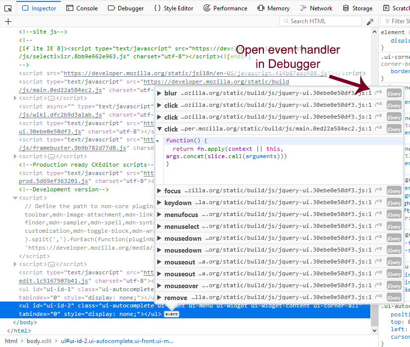 Examine Event Listeners Firefox Source Docs Documentation