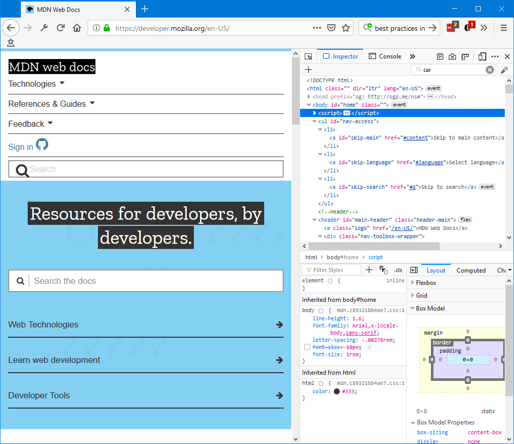 Open the Inspector — Firefox Source Docs documentation