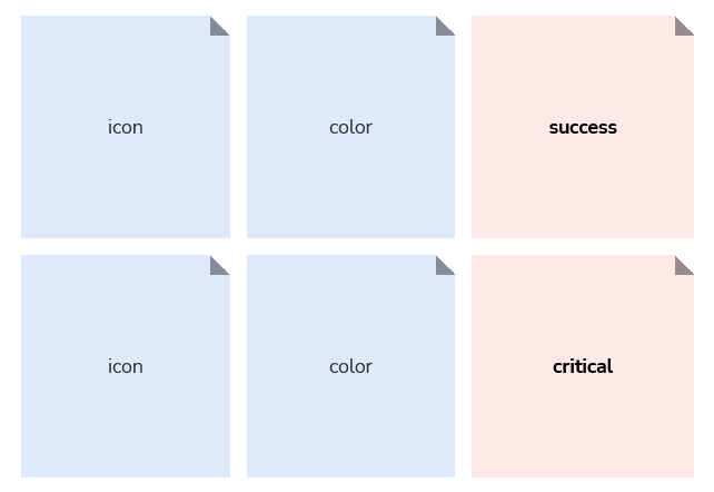 Two examples:one showing "success" as the 'Variant' part of the "icon-color-success" token. another showing "critical" as the 'Variant' part of the "icon-color-critical" token. 