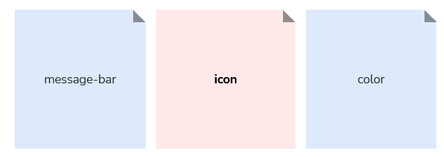 Example showing "icon" as the 'Nested Element' part of the "message-bar-icon-color" token