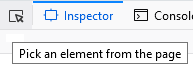 This is the button in Firefox 57 Inspector you can use to select elements on a web page.