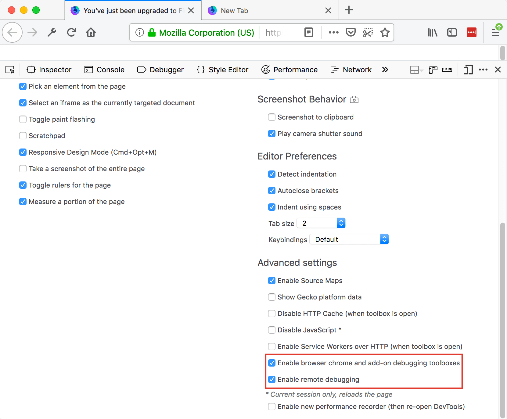 Developer Console view tabs appear behind frame when console is